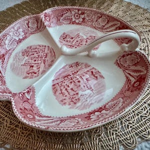 Vintage Woods & Sons “Woodland” Red Transferware Divided Serving Dish – England image 10