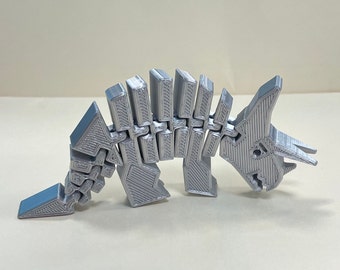 Flexible Articulated Dinosaur - 3D Printed Dinosaur - Fidget Toy - Flexi Triceratops - ADHD Fidget - Kid's Toy - Christmas Gifts