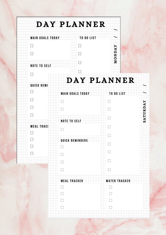 A5 Inserts Day on Two Pages Printable Daily Planner Pages 