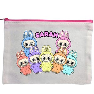 Labubu-bedankzakjes, gepersonaliseerde cadeauzakjes, grappige monsterverjaardagstas, labubu canvas feesttas 1/5/10 eenheden