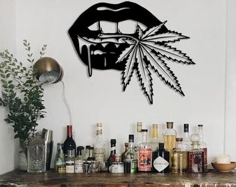 Marijuana Girl Metal Wall Art ,Stoner girl,Weed,Joint,Smoking Girl,Cannabis Art,Stoner Gifts for Her,Metal Artwork,coffee shop sign metal