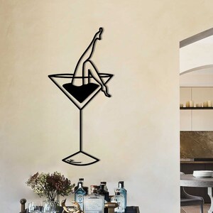 Minimalist Wine Lover Art,Woman With Glass of Wine,Modern Kitchen Decor,Feminine Wall Art,Modern Artwork,Metal Wall Hangings