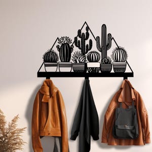 Metal Wall Mounted Coat Rack, Modern Wall Hooks, Cactus Wall Mounted Coat Rack Hooks, Coat Rack Entryway