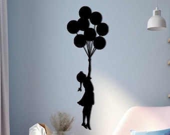 Banksy Flying Balloon Girl, Banksy wall art, Banksy balloon girl metal wall decor, Urban wall art, Graffiti street art, Freedom art