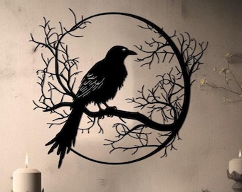 Gothic Artwork , Raven wall art, Gothic raven, Crow wall decor, Halloween Decor, Fall Decor, gothic wall decor, Crow decor,