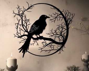 Gothic Artwork , Raven wall art, Gothic raven, Crow wall decor, Halloween Decor, Fall Decor, gothic wall decor, Crow decor,