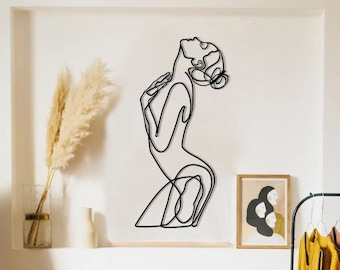 Minimalist Line Art, Naked Woman Wall Art, Metal Wall Decoration, Metal Art, Interior Design, Housewarming Gift,Bedroom Decor