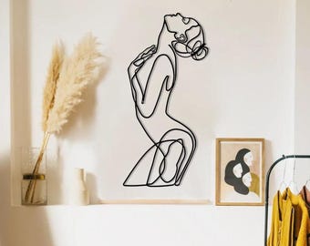Minimalist Line Art, Naked Woman Wall Art, Metal Wall Decoration, Metal Art, Interior Design, Housewarming Gift,Bedroom Decor