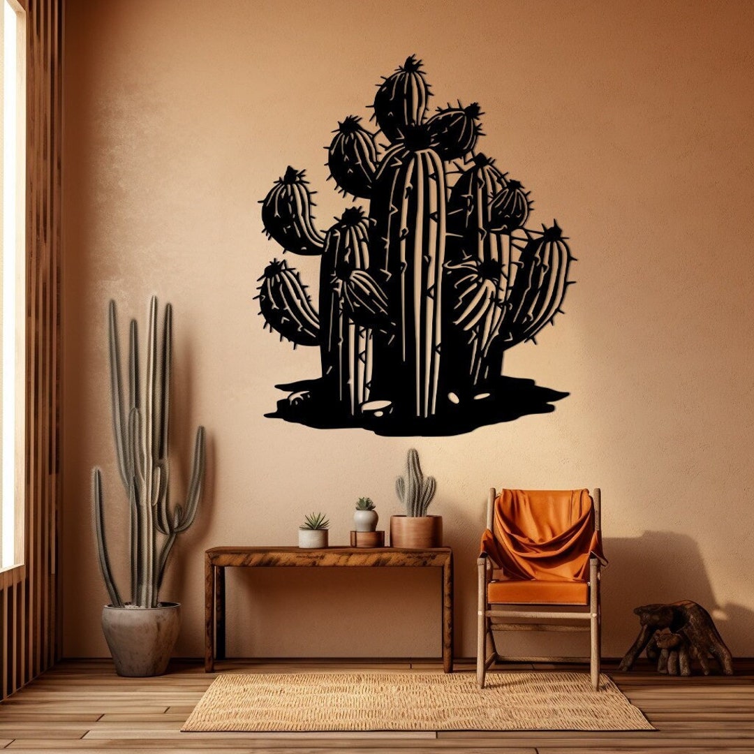 Cactus Metal Wall Decor Metal Cactus Wall Art Large Metal Etsy