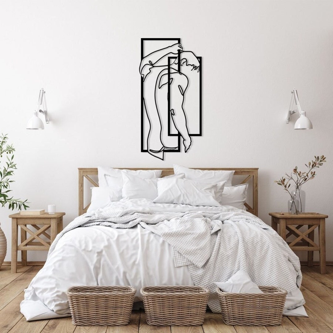 Modern Masculine Metal Line Art, Bathroom Wall Art Men, Man Body Wall