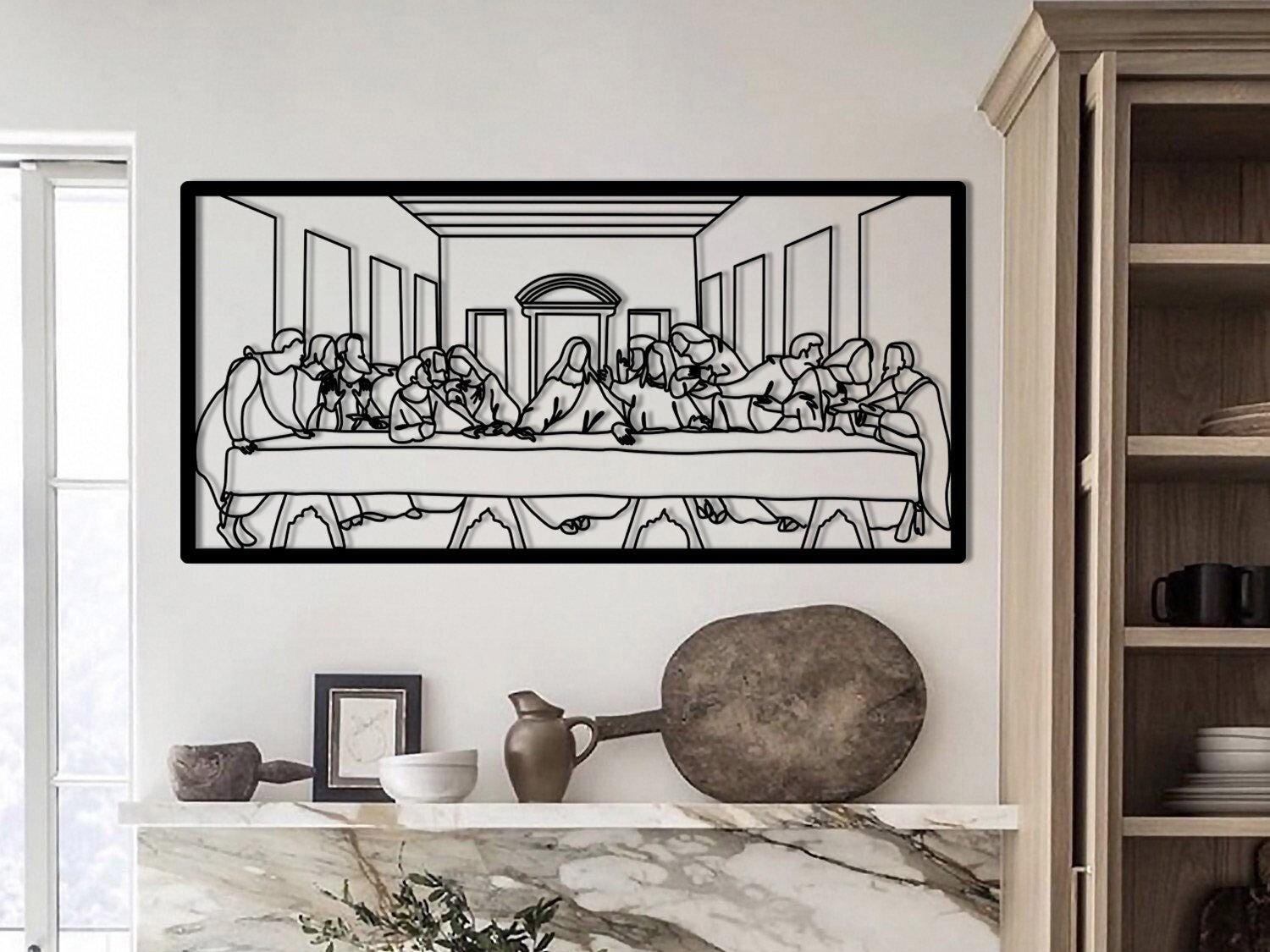 Jesus Last Supper Metal Wall Decor , Leonardo Da Vinci Artwork, Religious Decor, Christian Metal Gift, Jesus Line Art, Christian Home Decor