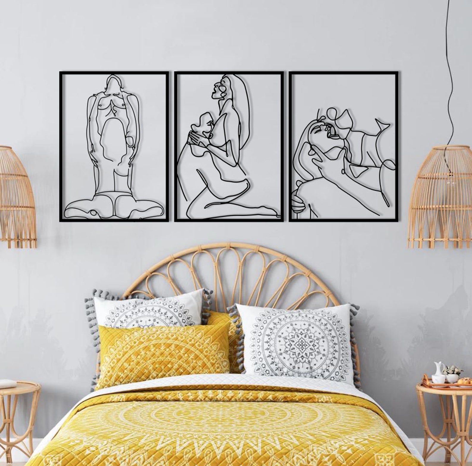 Set of 3 Wall Art Framed for Romantic Bedroomsensual - Etsy UK