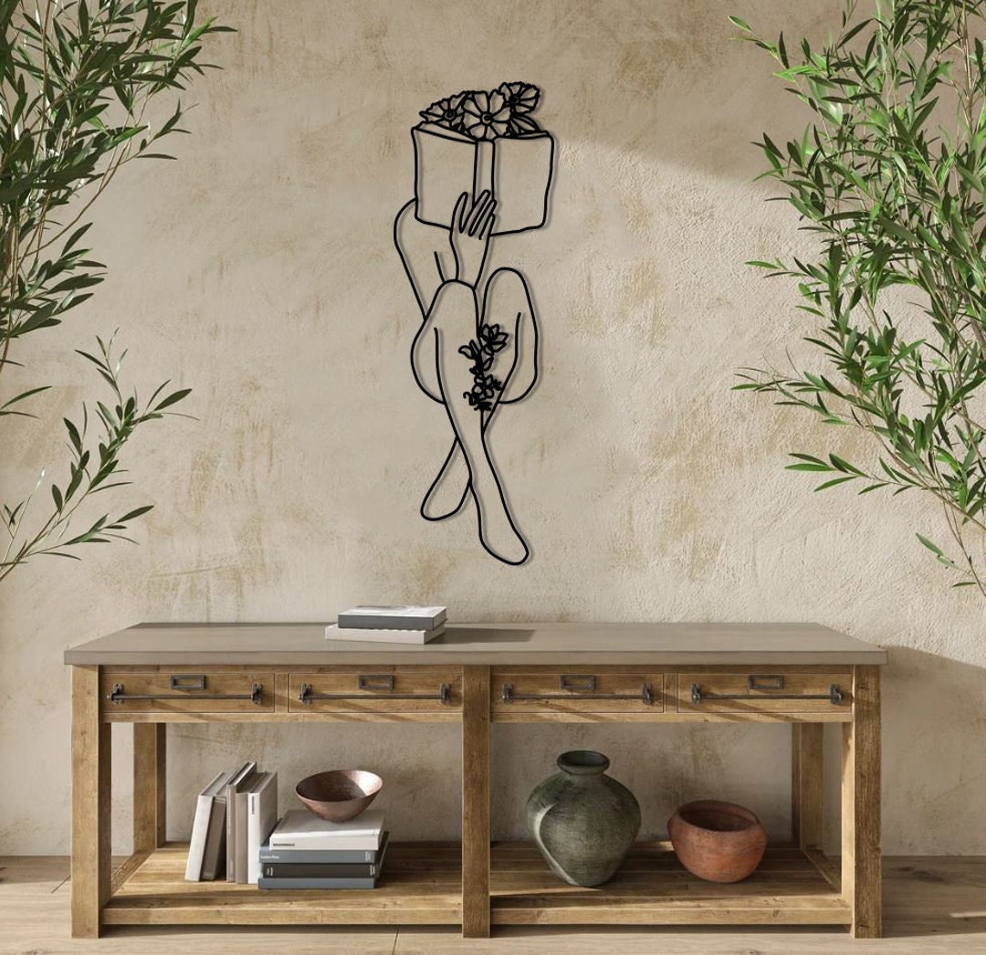 Line Art Book Lover Decor,minimalist Decor Aesthetic,elegant Wall Decor