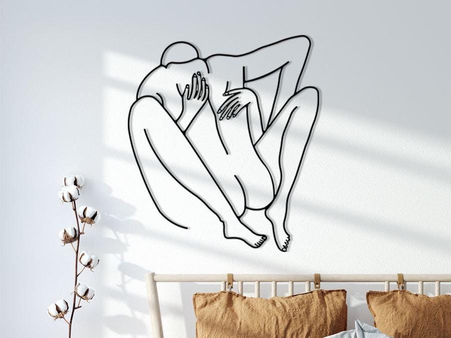Love Fire Line Art, Couple Wall Art, Home Wall Art, Metal Wall Decoration, Metal Art, Interior Design, Housewarming Gift