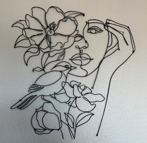 3 Decorazioni Parietali In Metallo Minimaliste - Donna Astratta, 35x25 Cm, Arte Moderna - Foto 2