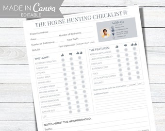EDITABLE Buyer House Hunting Checklist Real Estate Agent Marketing Flyer Editable Canva Home Buyer Guide Realtor Marketing Resources