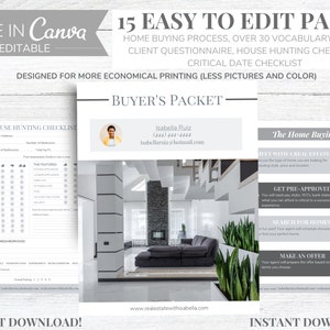 EDITABLE Real Estate Buyers Packet Real estate home buyer guide  Real estate marketing Realtor marketing tools Canva editable & download PDF
