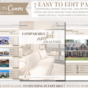 EDITABLE Real Estate CMA Packet | Realtor Marketing Tool, Canva Printable Book, Instant Download, Template, Home Value, Price, Comparables