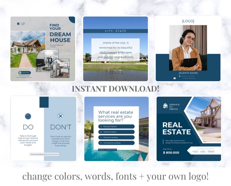 30 EDITABLE Real Estate Social Media Posts, Real Estate Canva Posts ...