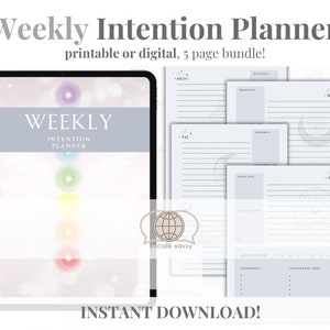 Weekly Planner, Intention Planner, Digital Planner, Law of attraction, Affirmation, Vision Board, Mindfulness, Gratitude, Manifest Spiritual