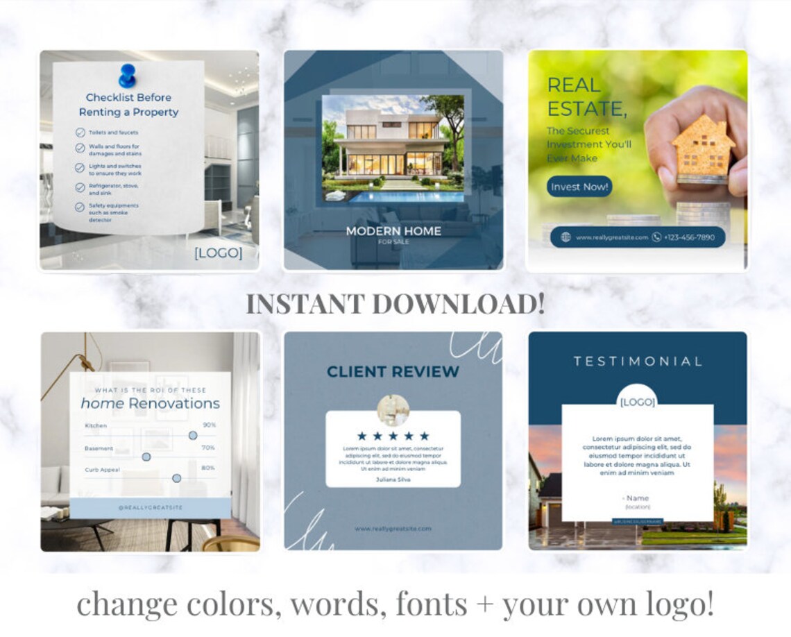 30 EDITABLE Real Estate Social Media Posts, Real Estate Canva Posts ...