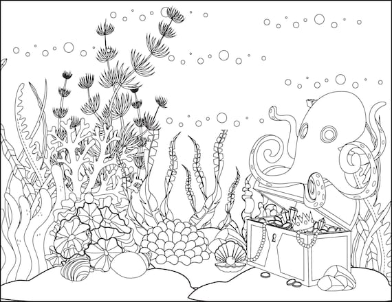 ocean coloring pages etsy