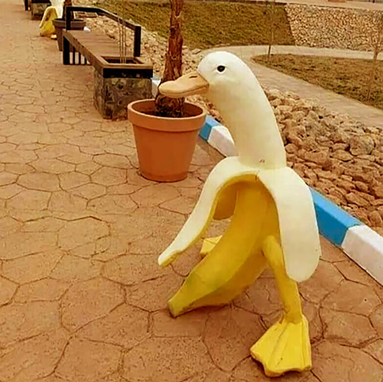 Creative Banana Duck Art Statue Garden Yard Outdoor Banana Etsy