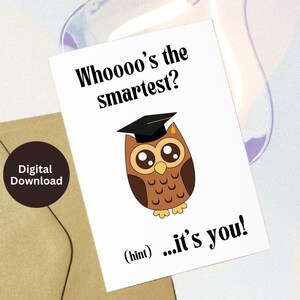 Whoooo&#39;s de slimste grappige uil-afstudeerkaart | Afstudeerkaart grappig | Afstudeercadeau voor haar | Afstudeercadeau voor hem | Uil kaart