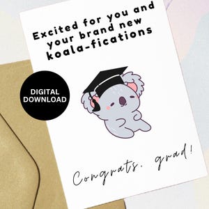 Cartão de formatura de coala | Cartão de formatura fofo | Cartão de formatura engraçado | Turma de 2025 | Cartão de formatura engraçado | Cartão de animal selvagem | Cartão de formatura exclusivo