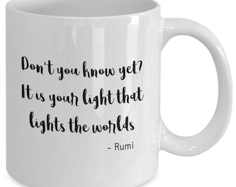 Rumi 'light' quote mug | 11oz ceramic mug | Rumi quote | Inspirational quote mug | Motivational quote mug | Rumi quote | Rumi gift