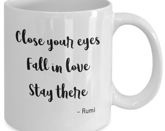 Rumi 'fall in love' quote mug | 11oz ceramic mug | Rumi quote | Inspirational quote mug | Motivational quote mug | Rumi quote | Rumi gift