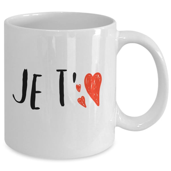 Je t'aime tasse à café | St Valentin | Valentine's mug | French mug | French Canadian mug | Tasse à café français | Valentine gift | Cadeaux