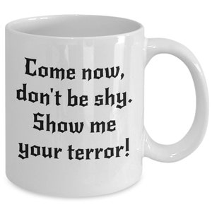 Come now, don’t be shy Mug!  Lady Dimitrescu inspired mug | Resident Evil Village inspired mug | Coffee mug video games | Tea mug |