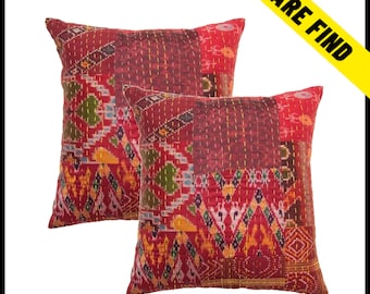 Capa de almofada de seda, almofada Kantha, almofada patchwork, almofada decorativa, almofada bordada, almofada quadrada, almofada feita à mão para sofá e decoração.