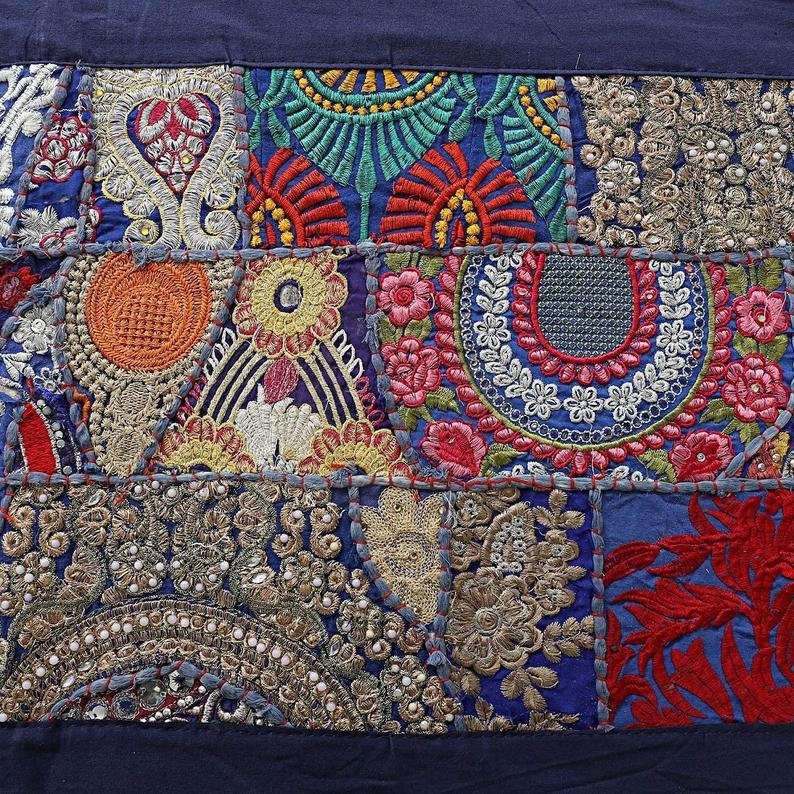 Patchwork table runner,Handmade table runner,Dining table runner,Home decor table runner,Vintage table runner,Blue table runner- Decorative image 7