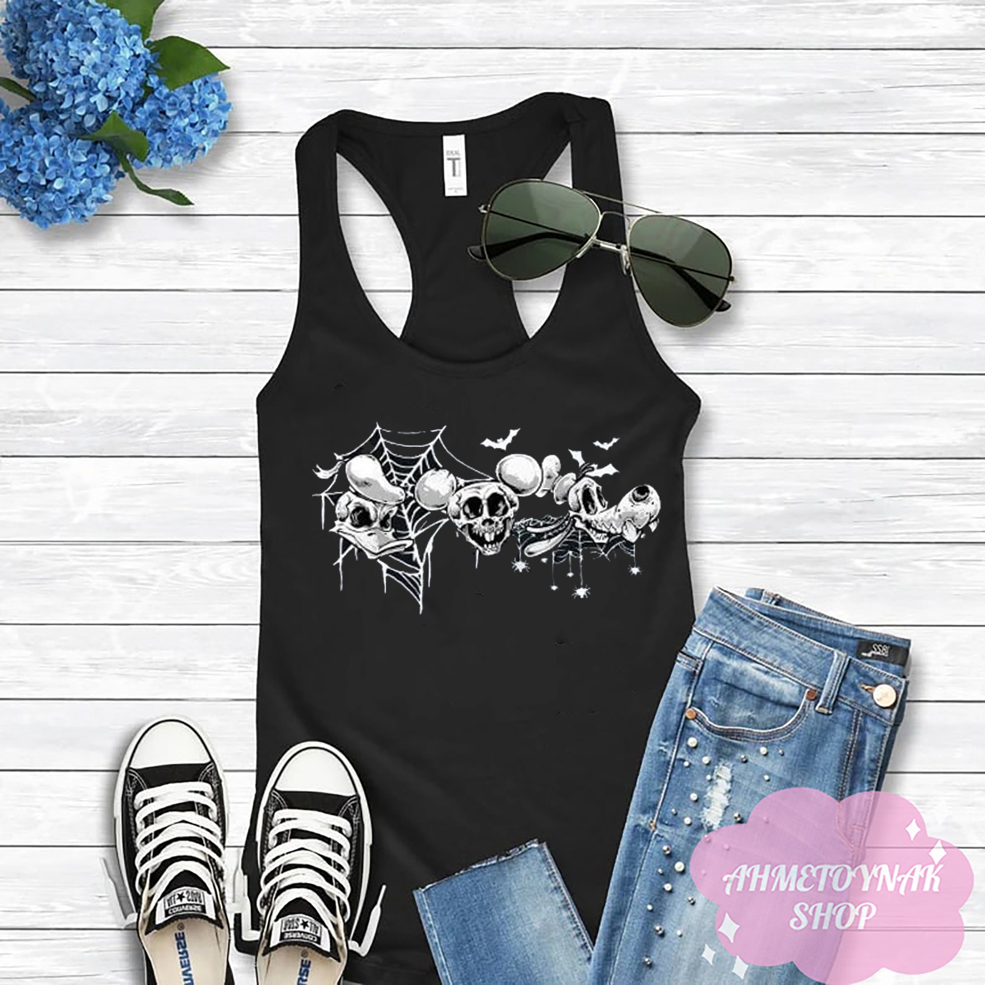 Discover Disney Skeleton Halloween Tank, Mickey Skeleton Tank, Disney Halloween Tank