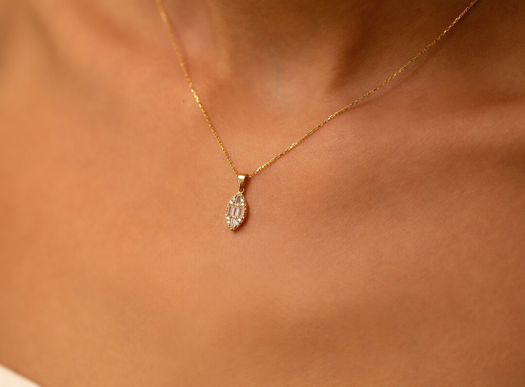Water Drop Diamond Necklace Tiny Teardrop Necklace With Etsy