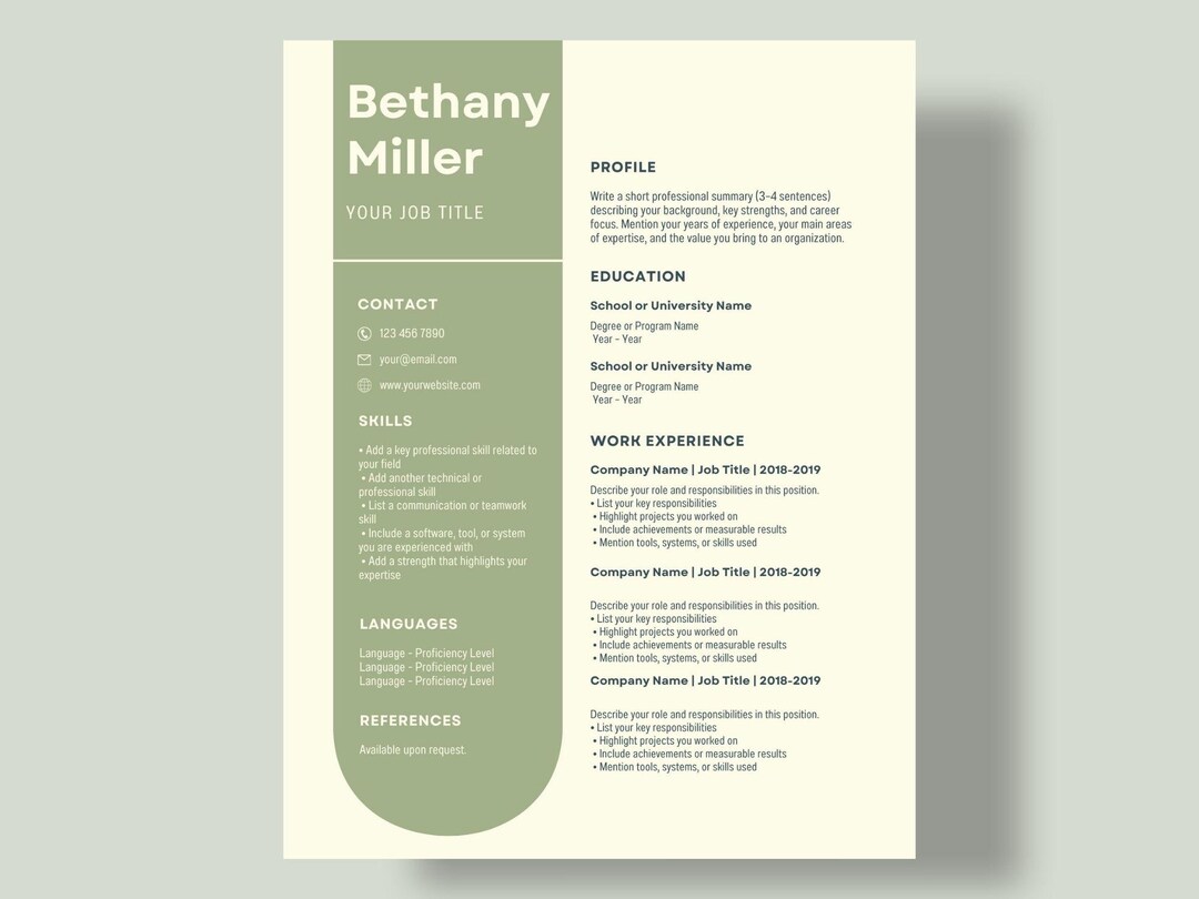 Modern ATS Friendly Resume Template | Professional CV Canva (digital ...
