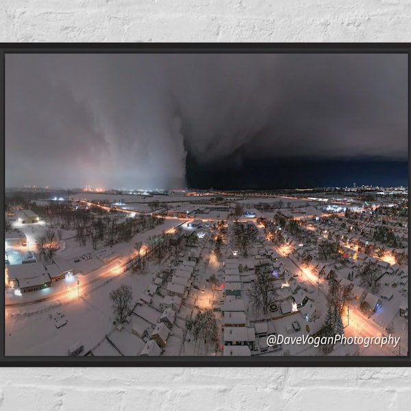 Buffalo NY Lake Effect Snow Wall Night Photo Canvas