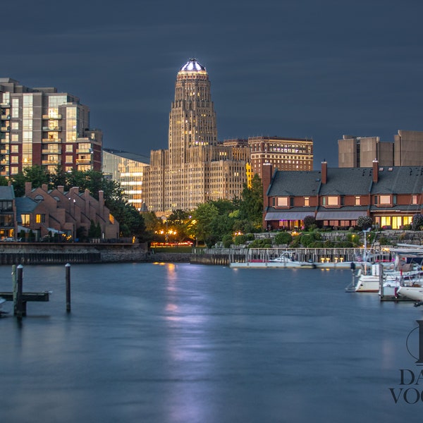 Buffalo NY City Hall Skyline Dusk Print Canvas