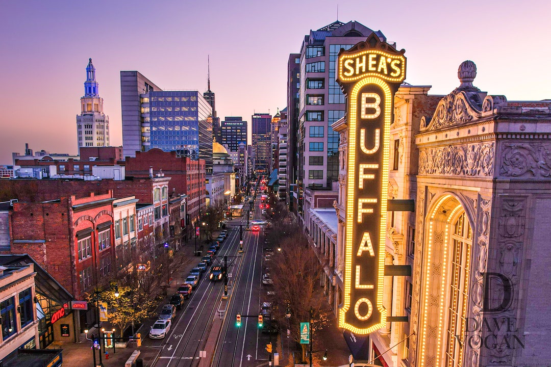 Shea's Buffalo NY Sunset City Skyline Print Canvas - Etsy