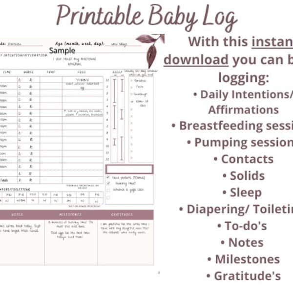 Littlest love | Baby Tracking Log, baby tracker | baby log | Breastfeed log | Pumping Log