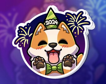 Glitter New Year Corgi sticker [Previous member reward - January 2024]