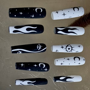 Black and White Third Eye Press On Nails