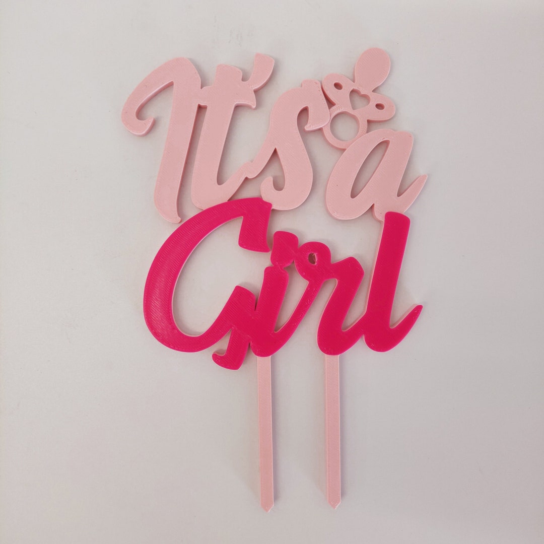 It's a Girl Cake Topper, Personalized, Baby Shower, Gender Reveal, Party Decorations 3D Printed