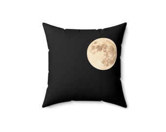 Full Moon in the Black Sky - Spun Polyester Square Pillow | 14x14 square pillow | Throw pillow| Couch Pillow | Bedroom Pillow |