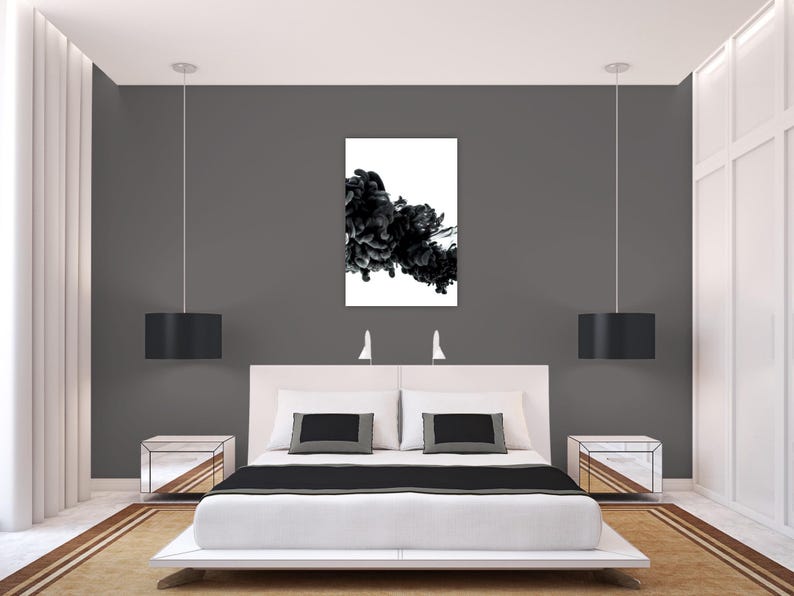 Black and White Metal Print Abstract Wall Art Etsy