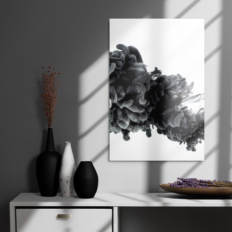 Black and White Metal Print Abstract Wall Art Etsy
