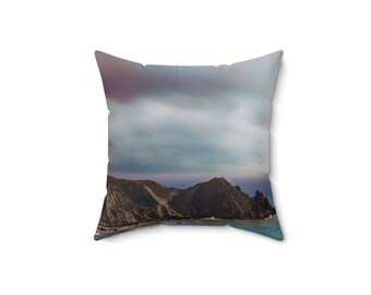 California Coast | 14x14 Square Pillow| Throw pillow| Couch Pillow | Bedroom Pillow | Ocean Print | Clouds | Accent pillow