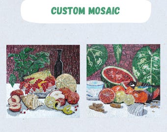 Mosaico de vidrio personalizado de 26 x 26 cm ~ Arte mural hecho a mano ~ Regalo de mosaico personalizado ~ Decoración de pared de vidrio